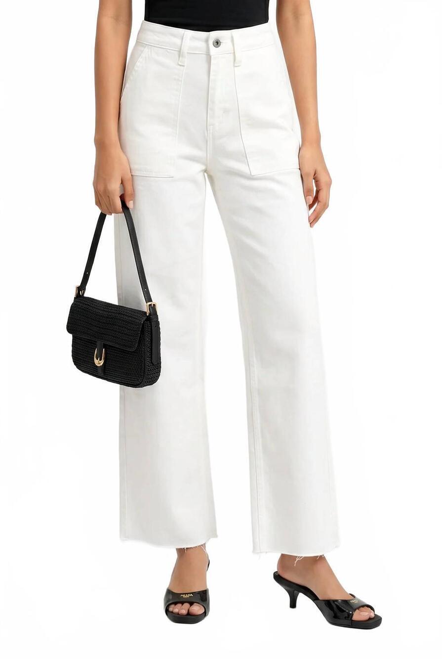 NEW MICA women's mica raw hem jeans in white